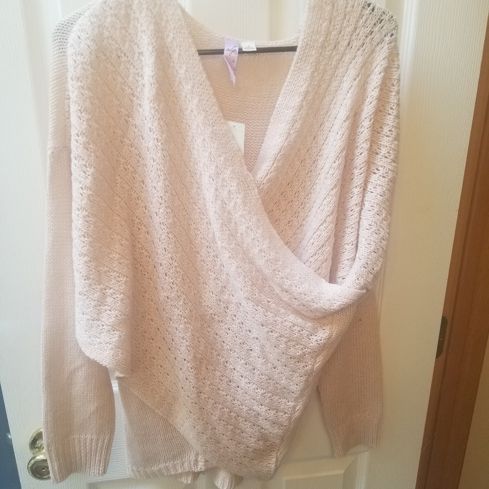 Blush pink wrap sweater Francescas large